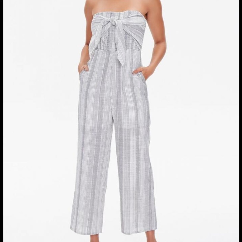 NWT striped wide leg linen jumpsuit